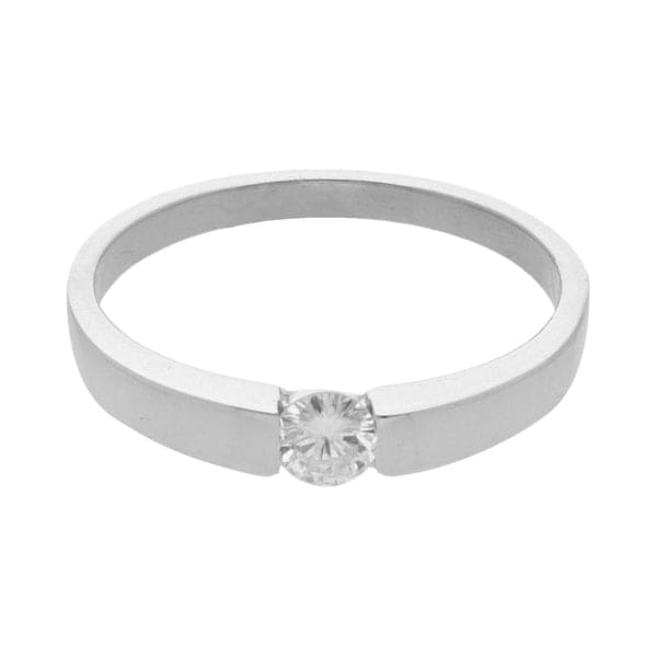 Anillo solitario con diamante en oro blanco 14 kilates