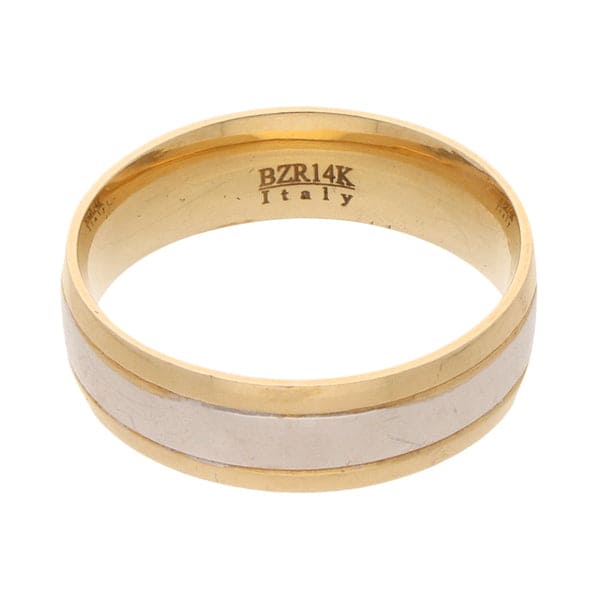 Argolla acanalada en oro dos tonos 14 k